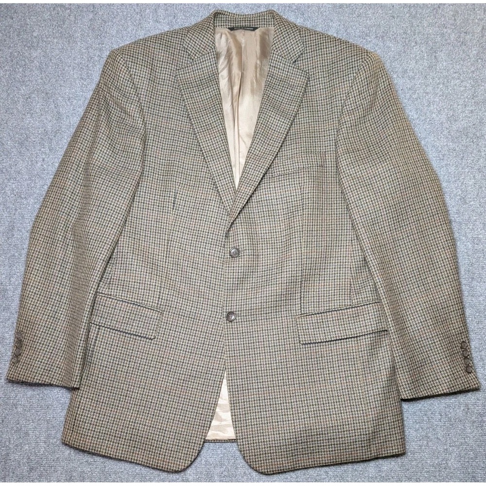 Joseph & Feiss 100%‎ Lambswool Houndstooth Blazer Mens 42 Regular Brown 2B-John